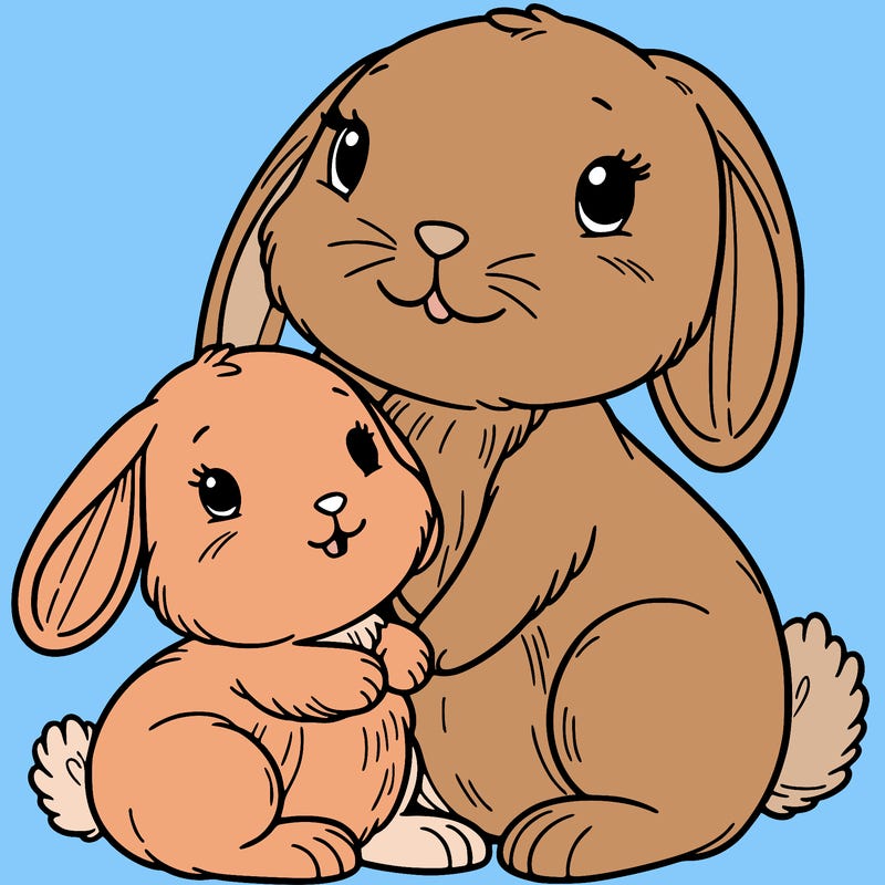 baby bunny with mama bunny