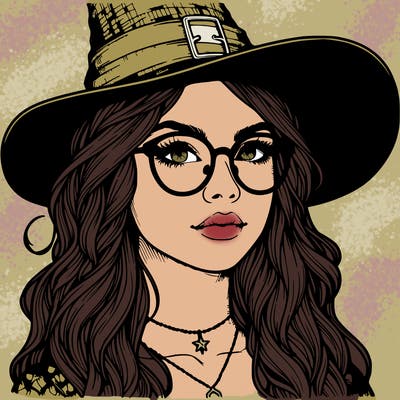 a witch with glasses realistic