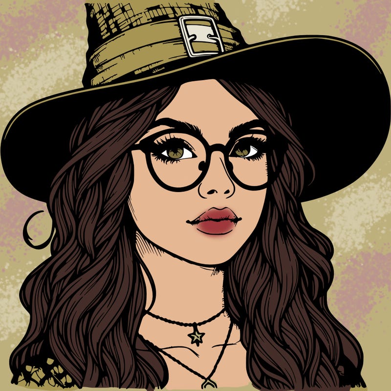 a witch with glasses realistic
