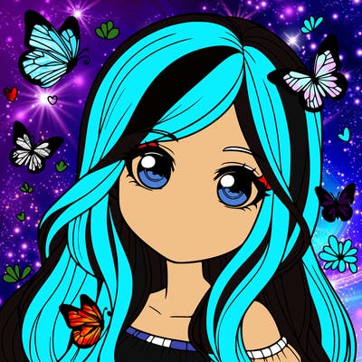 realistic girl with butterflies around her