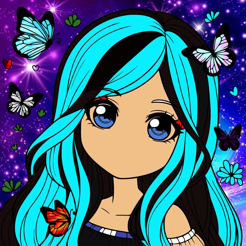 realistic girl with butterflies around her