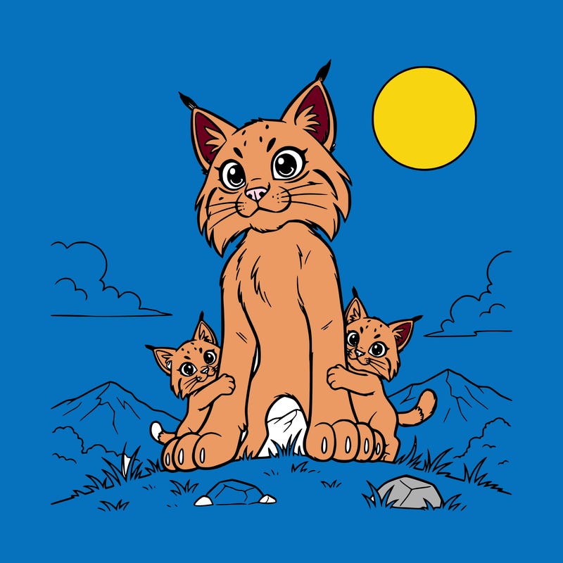 a bobcat with a family