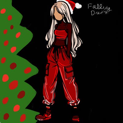 girl in baggy pants crop top and long hair