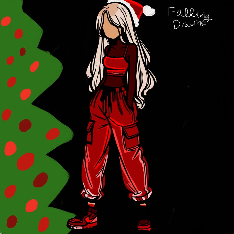 girl in baggy pants crop top and long hair