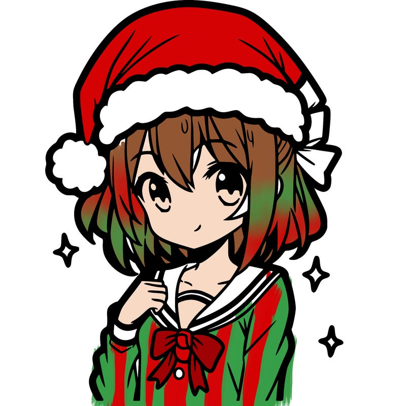 anime girl wearing a santa hat