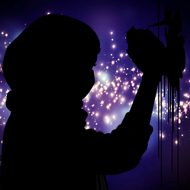 realistic girl with mask spray painting a wall