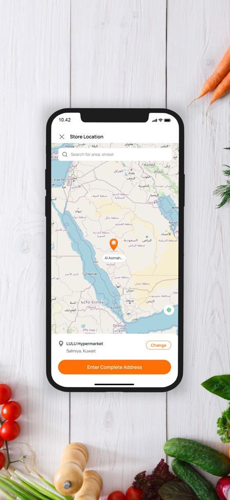 Karrot Partner - Interfaz de la aplicación Karrot Partner para establecer la ubicación de la tienda de un comerciante en un mapa