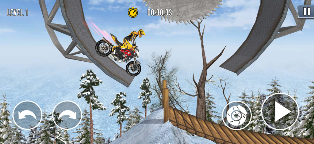 Bike Extreme 3D Pro Master - Motorcycle rider performing a mid-air stunt on a snowy track in Bike Extreme 3D Pro Master