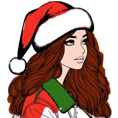 realistic girl in santa hat