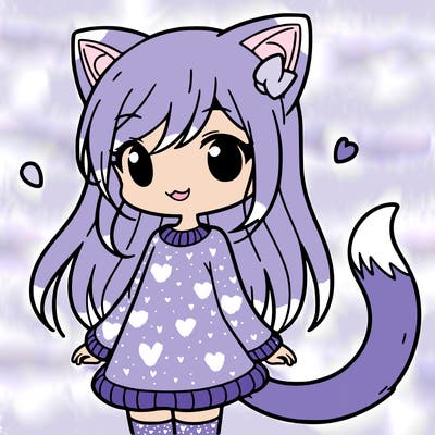 girl with cat ears and tail