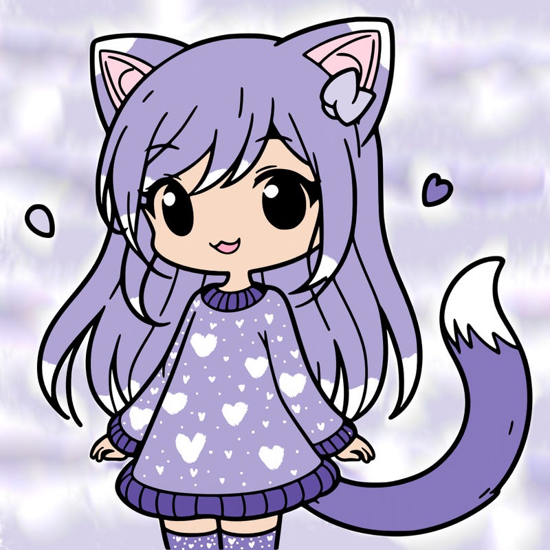 girl with cat ears and tail