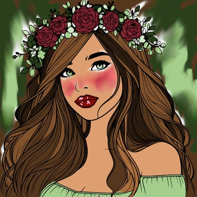 realistic girl with flower crown