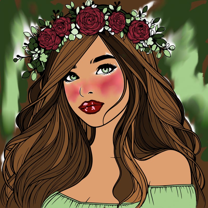 realistic girl with flower crown
