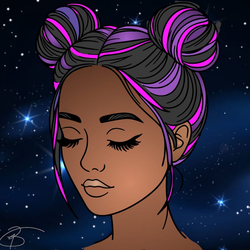 woman with hair buns