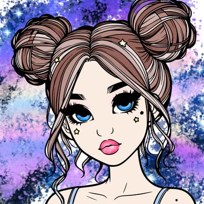 realistic girl with space buns