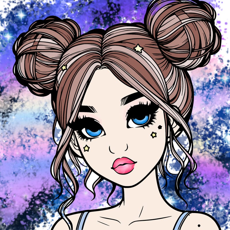 realistic girl with space buns