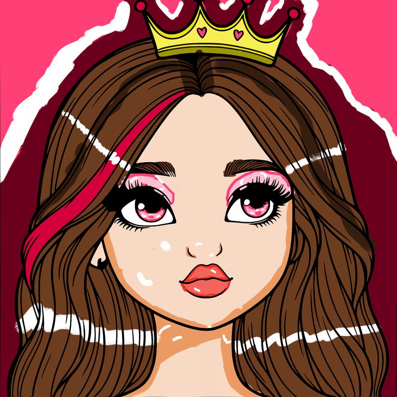 a realistic girl with a crown on