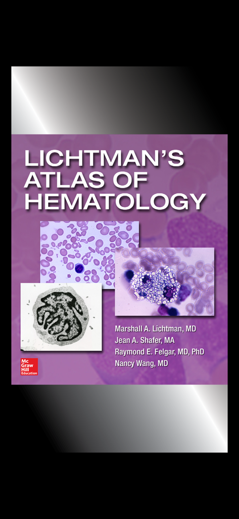 Splash screen for Lichtmans Atlas of Hematology app showing microscopic blood cell images
