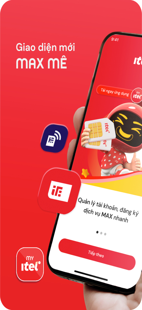 My iTel app welcome screen showing mobile account management options.