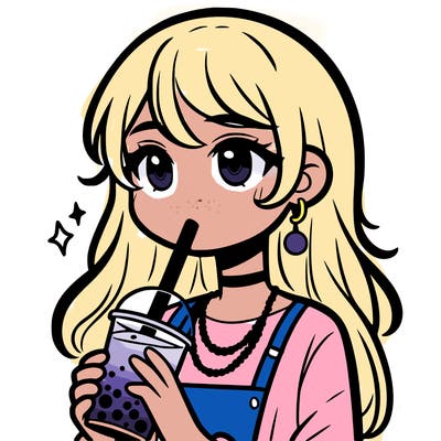 teenage girl drinking boba