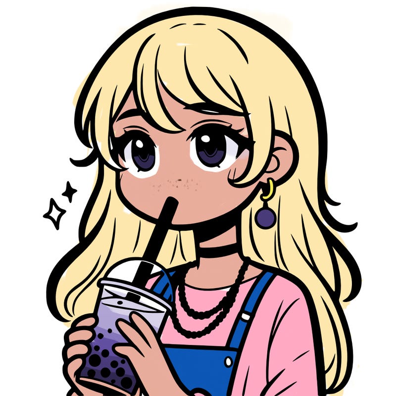 teenage girl drinking boba