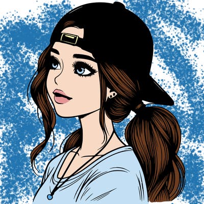 realistic girl with a backwards hat
