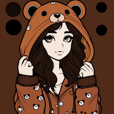 realistic girl in a animal pjs hoodie