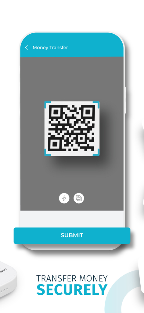NassWallet-Mobil-App-Oberfläche zum Scannen eines QR-Codes zur sicheren Geldüberweisung.
