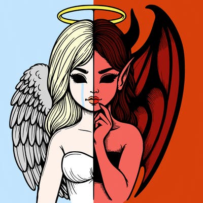 realistic angel half demon