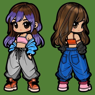 girl in crop top and baggy pants