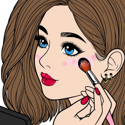 a realistic girl doing her makeup