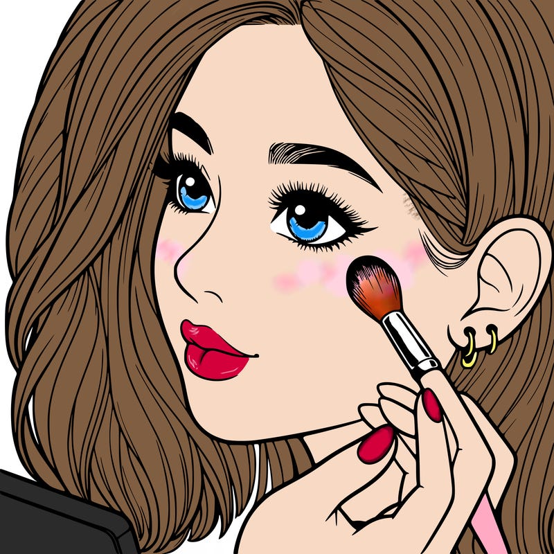 a realistic girl doing her makeup