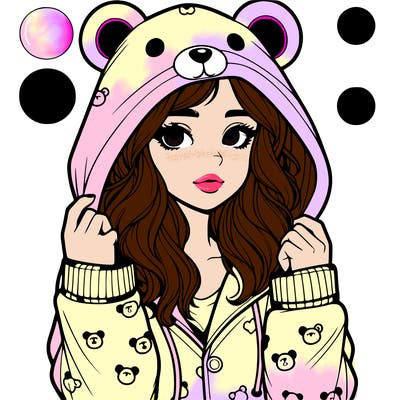 realistic girl in a animal pjs hoodie