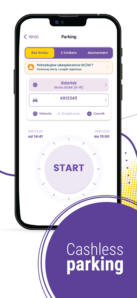 Exibição do smartphone da interface do aplicativo mPay para estacionamento sem dinheiro na Polônia