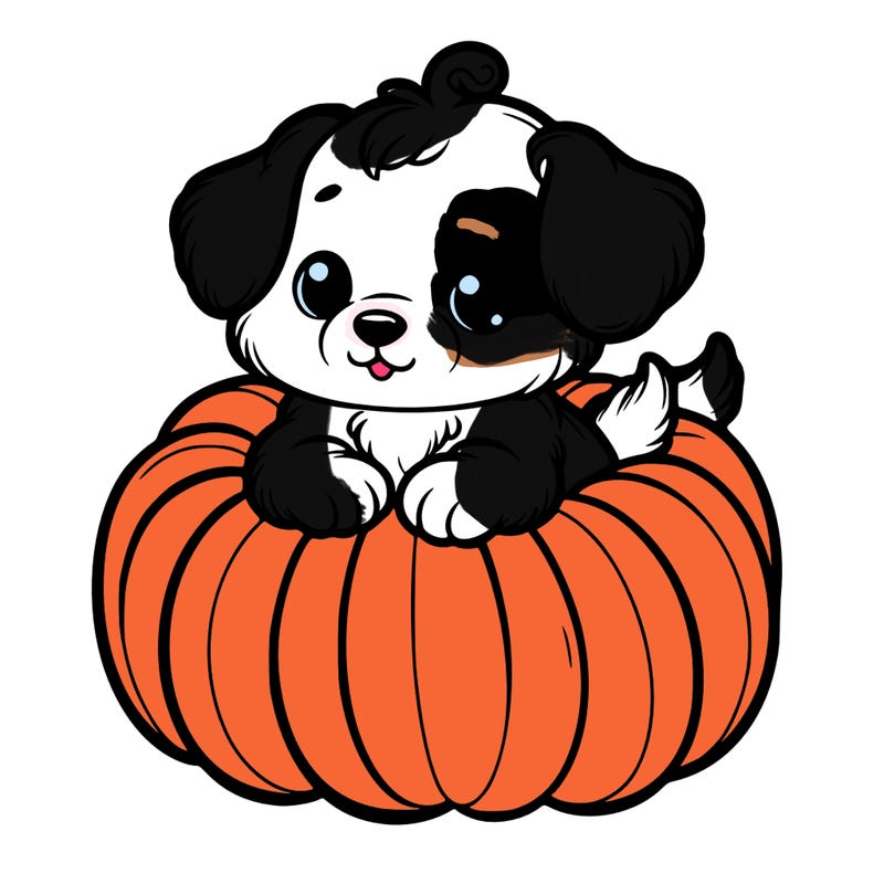 cute little puppy in a pumpkin