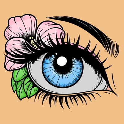 realistic eye with flower
