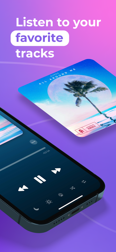 Interfaz del reproductor de música SoundBar con controles de reproducción y carátula del álbum