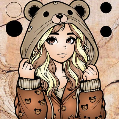 realistic girl in a animal pjs hoodie