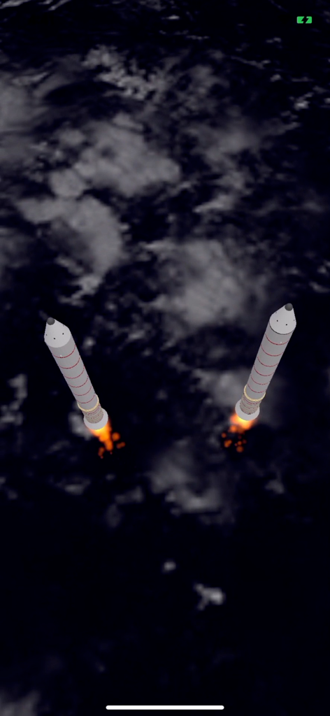 Space Shuttle AR - AR simulation showing two solid rocket boosters separating during a space shuttle launch