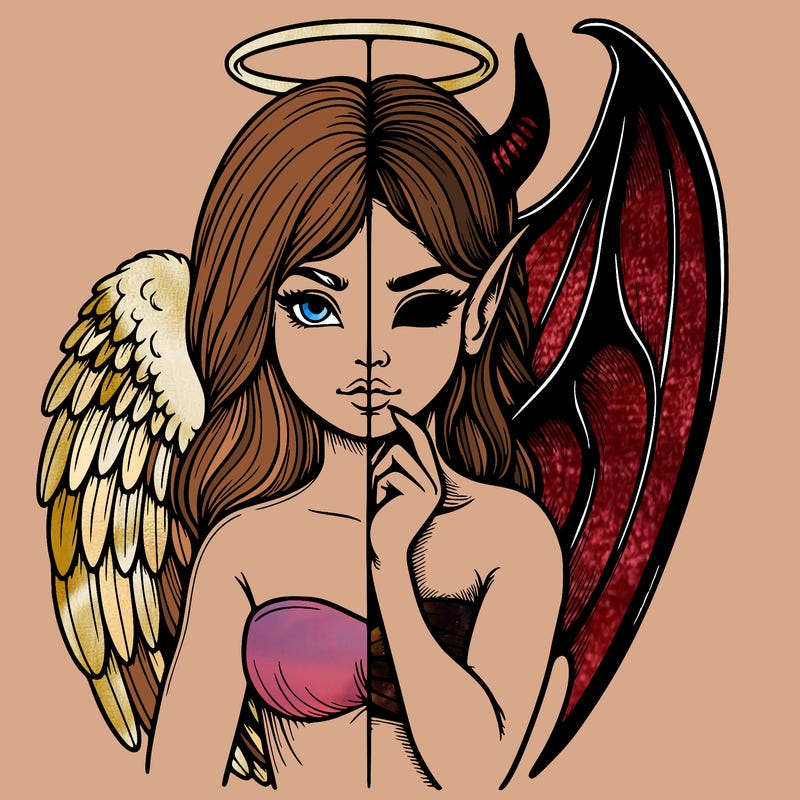 realistic angel half demon