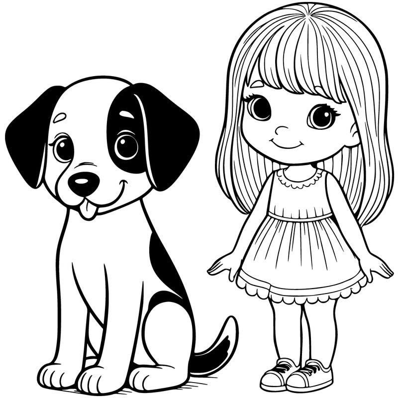 a realistic dog that is a little skinny and a realistic girl