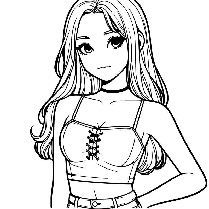 realistic girl with cute crop top