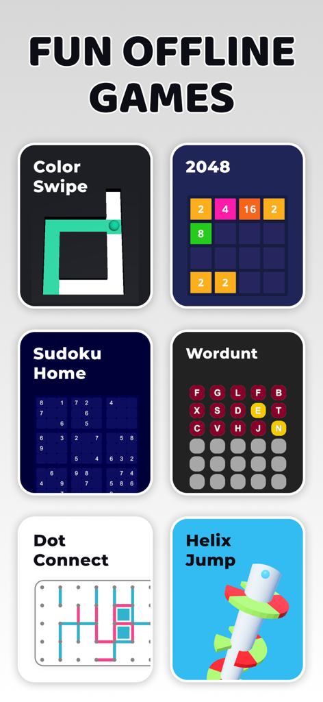 No WiFi Games - Offline Games - A collection of various offline games including 2048 Sudoku and word puzzles