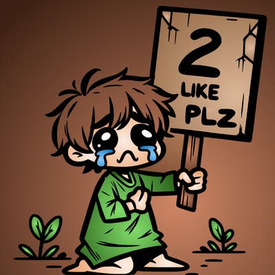 small poor toddler crying with sign that says 2 like plz