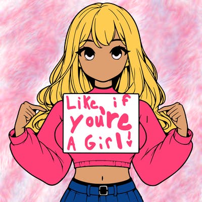 girl holding a blank sign in a long sleeve crop top