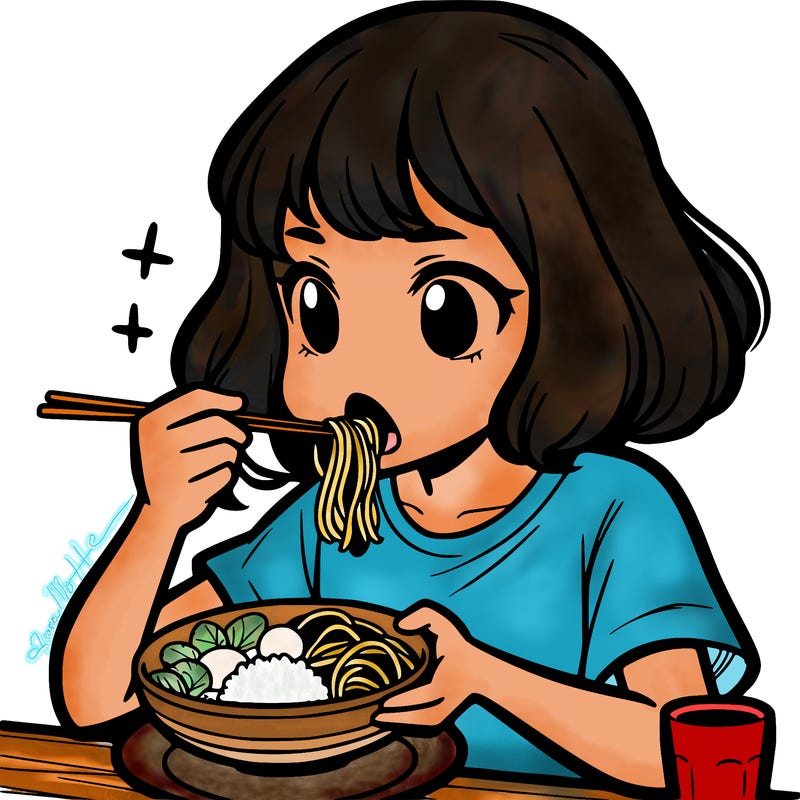a girl eating food