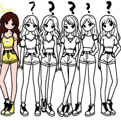 a group of girls wearing crop tops and shorts