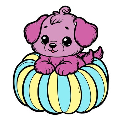 cute little puppy in a pumpkin