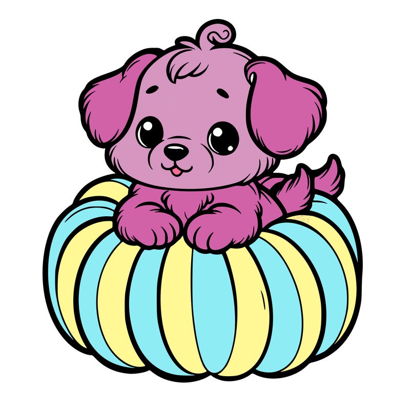 cute little puppy in a pumpkin