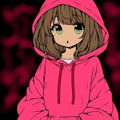 anime girl wearing an oversized hoodie